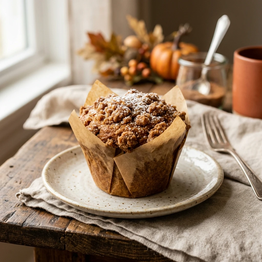Pumpkin Muffins With Crumb Topping Bakery Style Fall