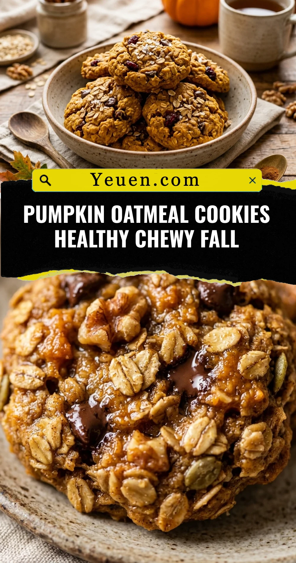 Pumpkin Oatmeal Cookies Healthy Chewy Fall