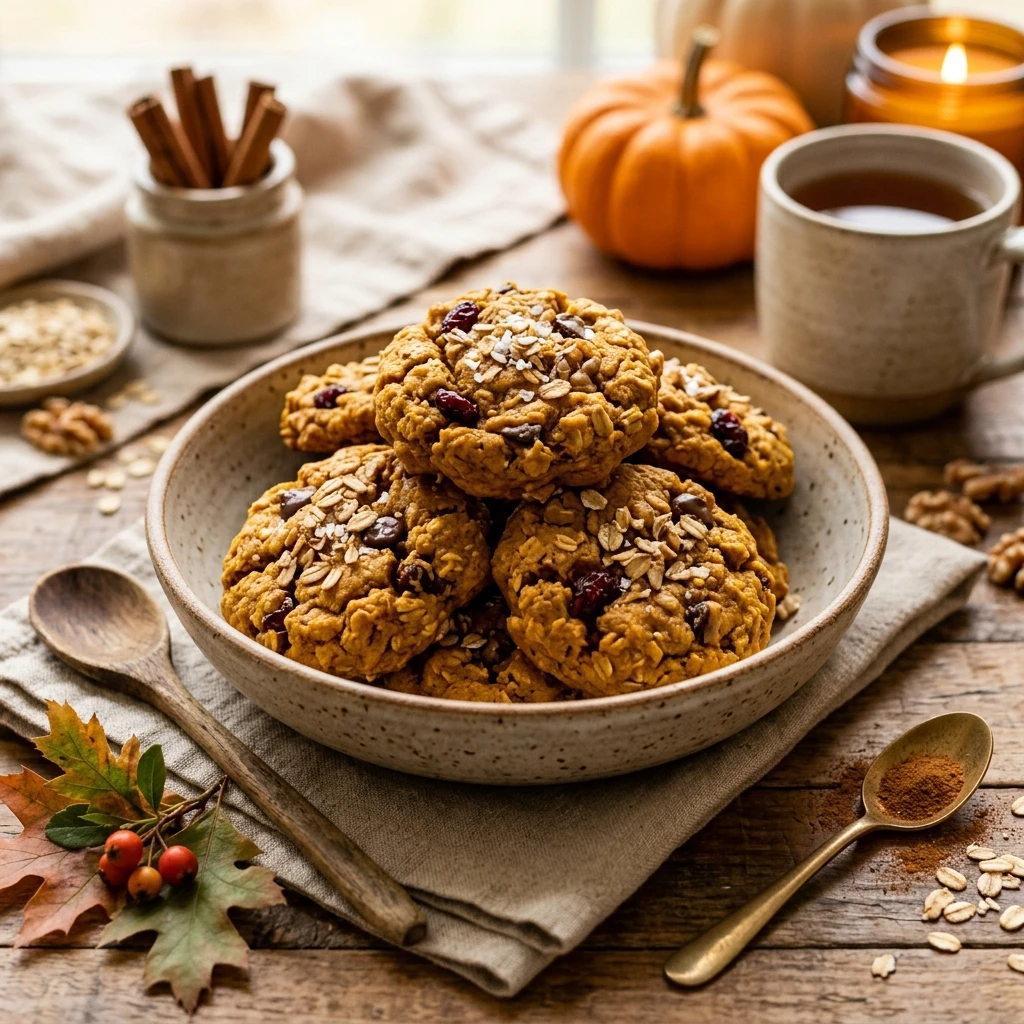 Pumpkin Oatmeal Cookies Healthy Chewy Fall