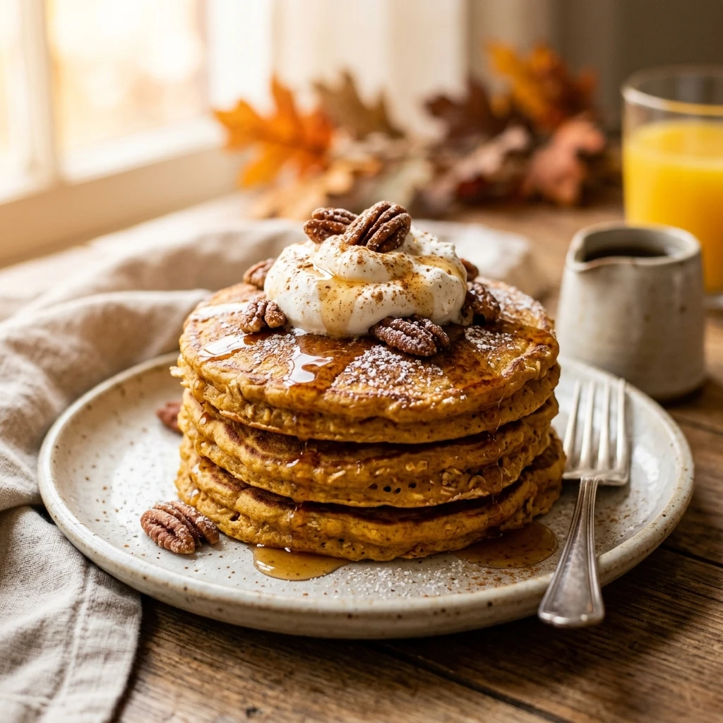 Pumpkin Pancakes Fluffy Breakfast Fall Oats