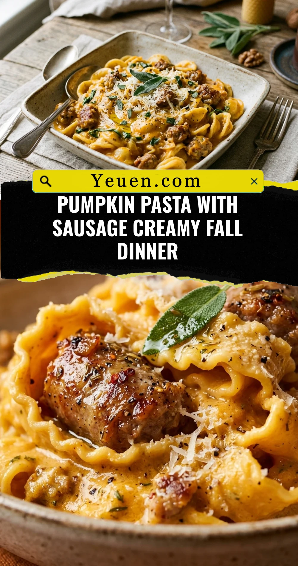 Pumpkin Pasta With Sausage Creamy Fall Dinner