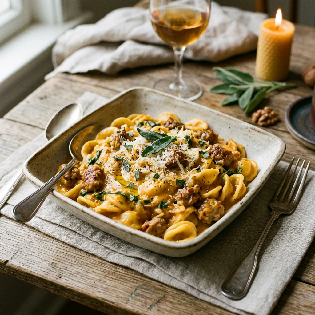 Pumpkin Pasta With Sausage Creamy Fall Dinner