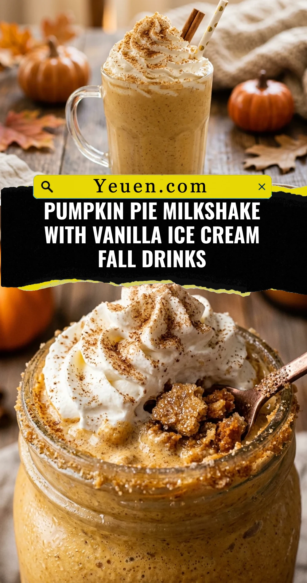 Pumpkin Pie Milkshake With Vanilla Ice Cream Fall Drinks