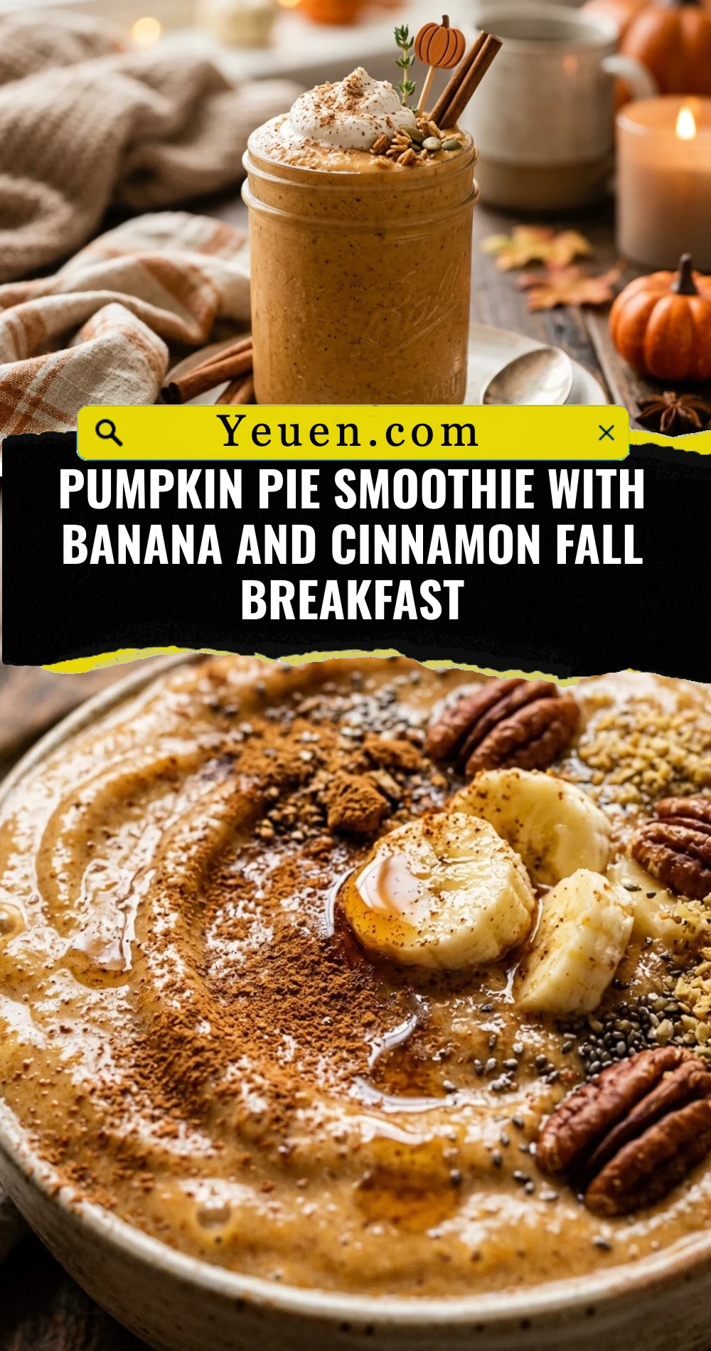 Pumpkin Pie Smoothie With Banana And Cinnamon Fall Breakfast
