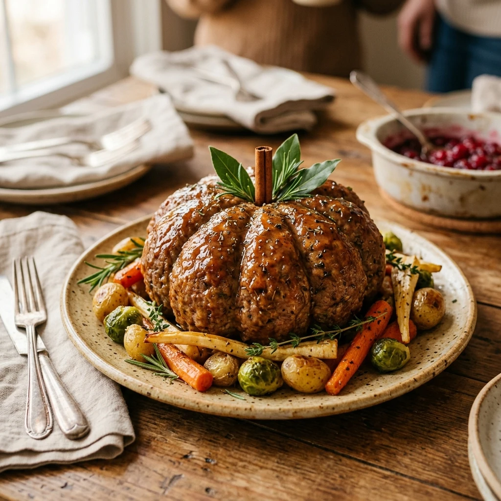 Pumpkin Shaped Meatloaf - Potluck Showstopper