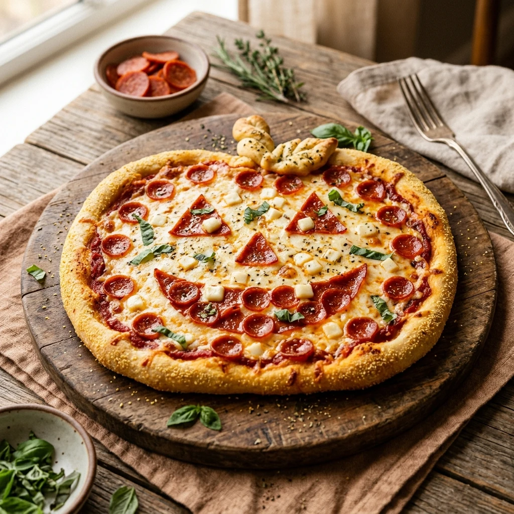 Pumpkin Shaped Pepperoni Pizza For Picky Eaters