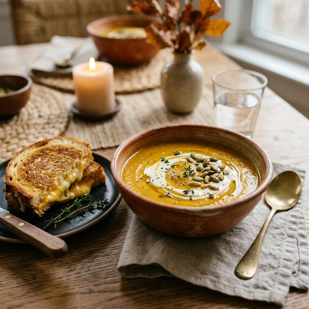Pumpkin Soup And Grilled Cheese Cozy Dinners