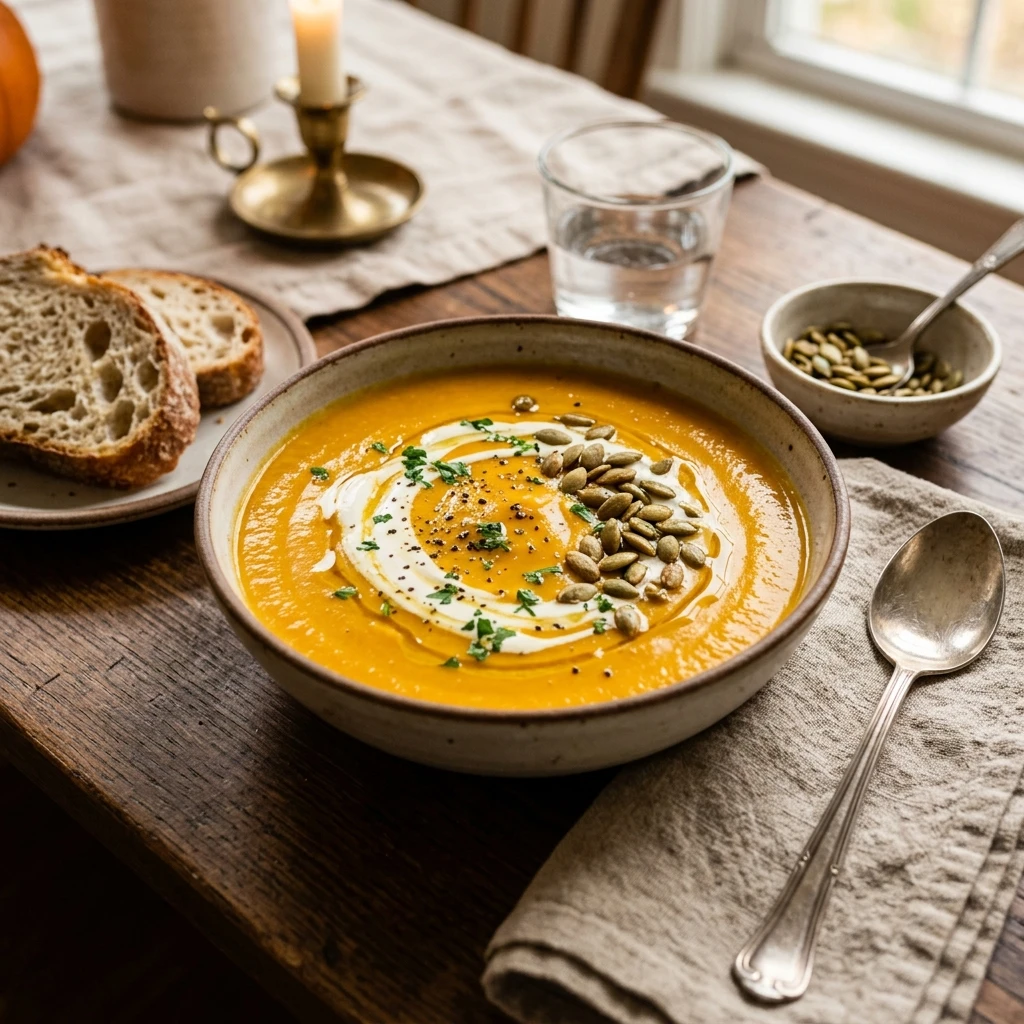 Pumpkin Soup Creamy Cozy Dinners Fall