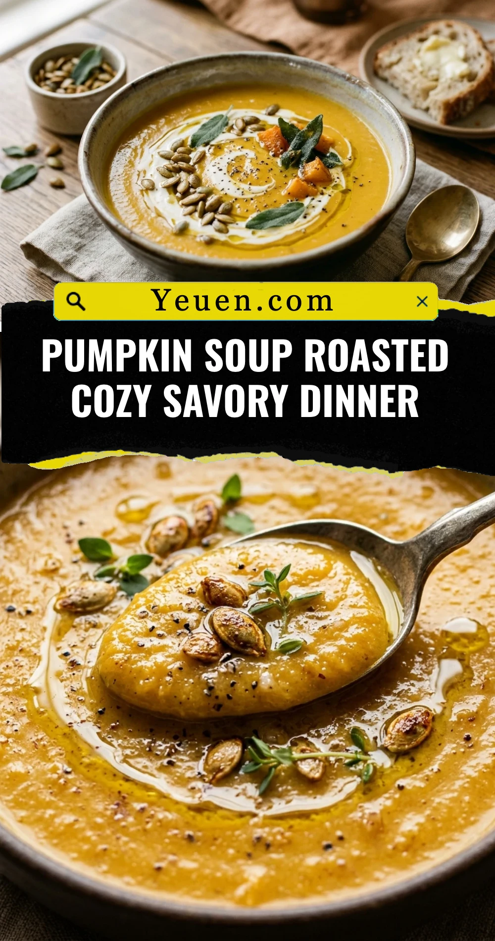 Pumpkin Soup Roasted Cozy Savory Dinner