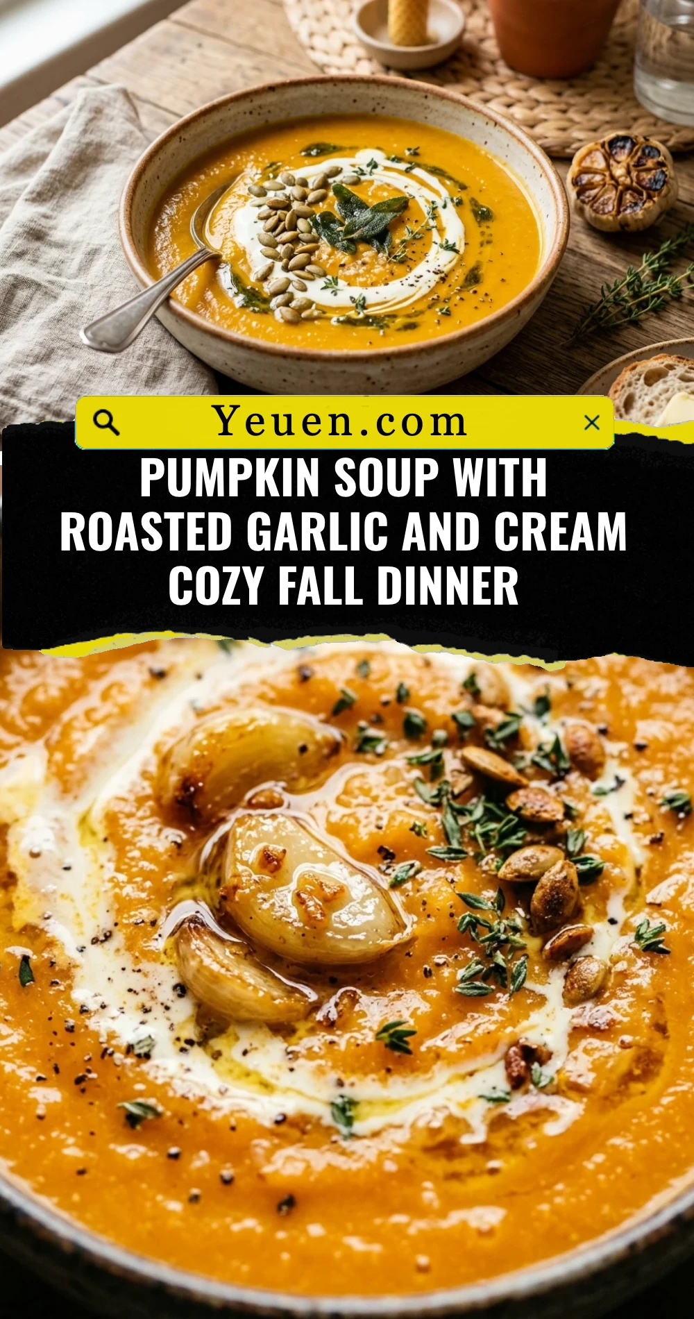Pumpkin Soup With Roasted Garlic And Cream Cozy Fall Dinner