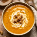 Pumpkin Soup With Toasted Pumpkin Seeds And Cream Fall