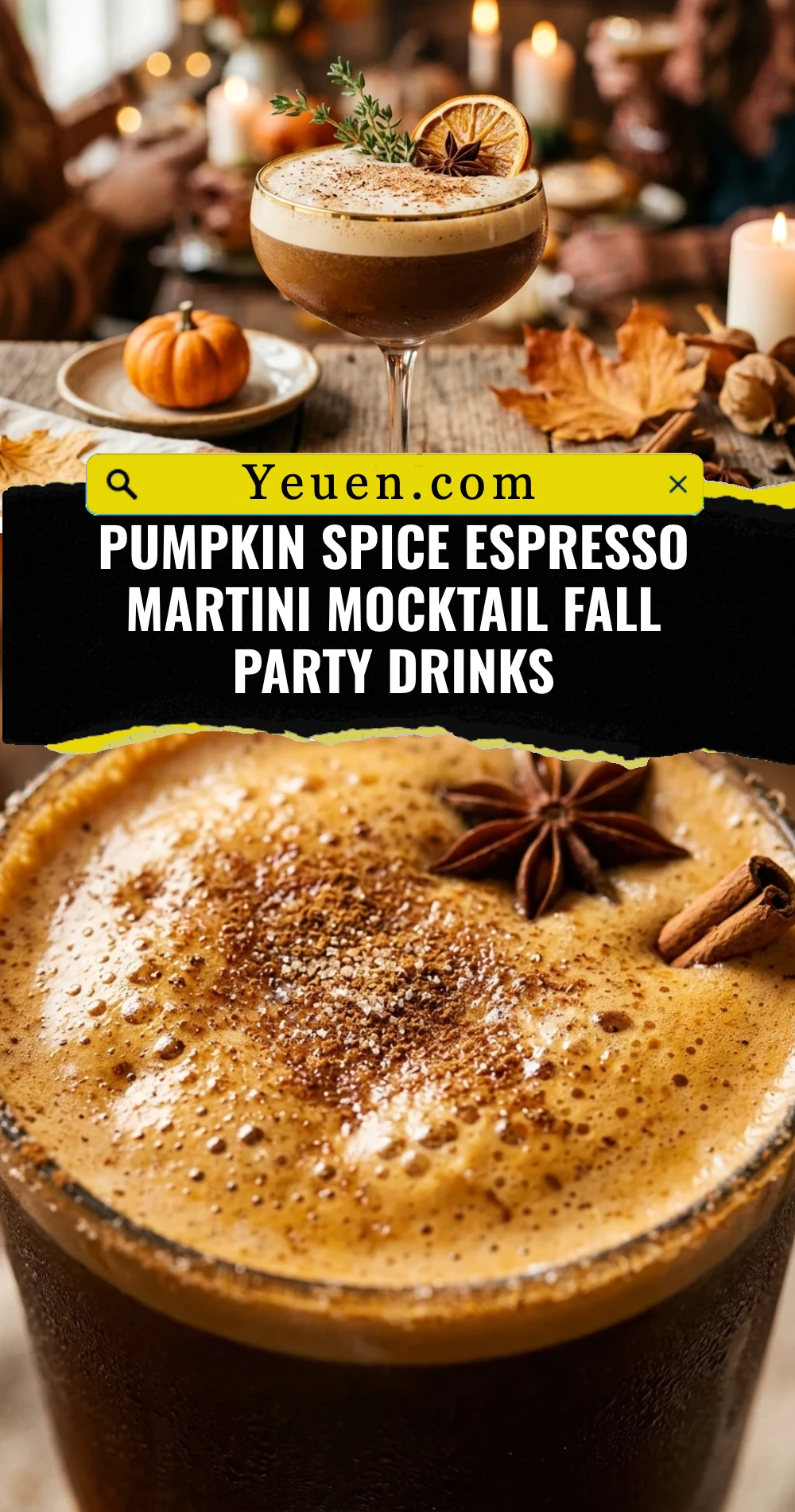Pumpkin Spice Espresso Martini Mocktail Fall Party Drinks