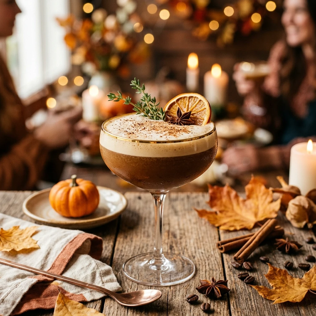 Pumpkin Spice Espresso Martini Mocktail Fall Party Drinks