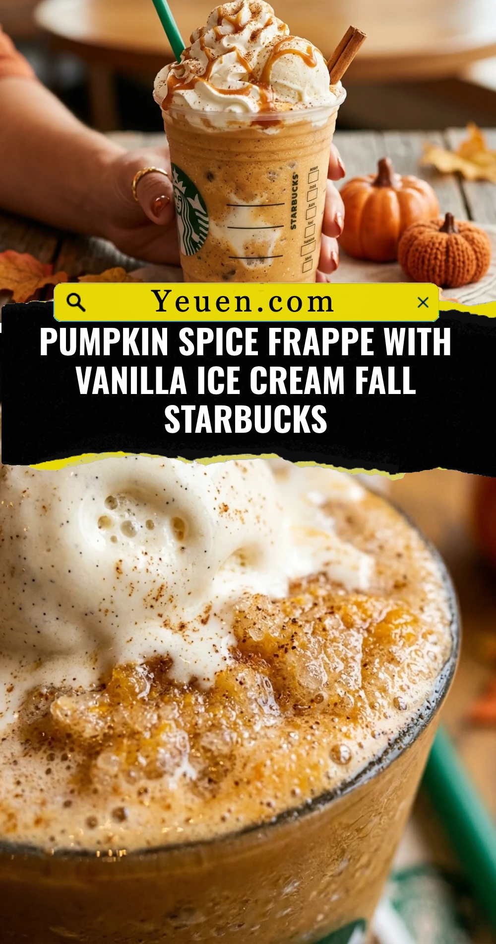 Pumpkin Spice Frappe With Vanilla Ice Cream Fall Starbucks