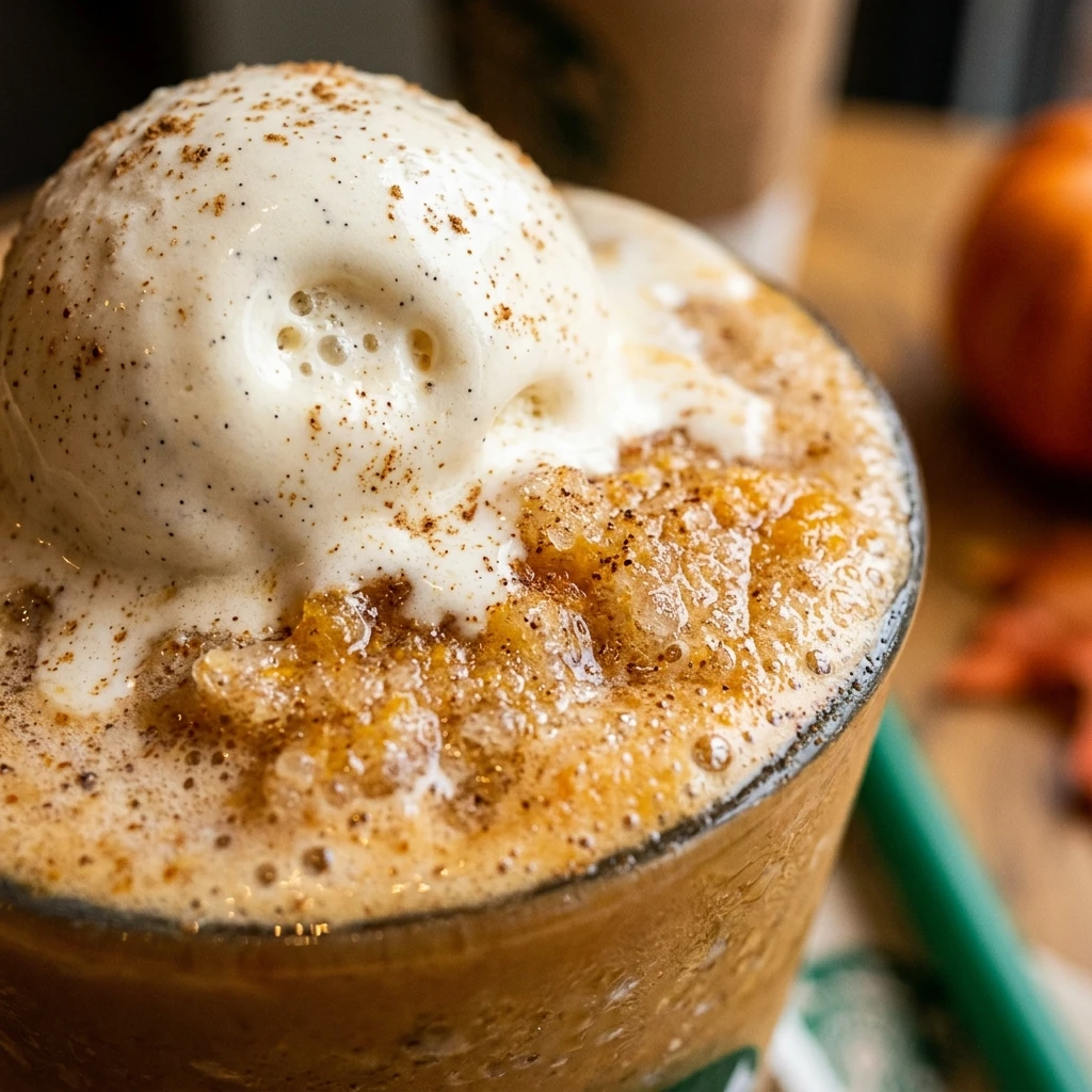 Pumpkin Spice Frappe With Vanilla Ice Cream Fall Starbucks