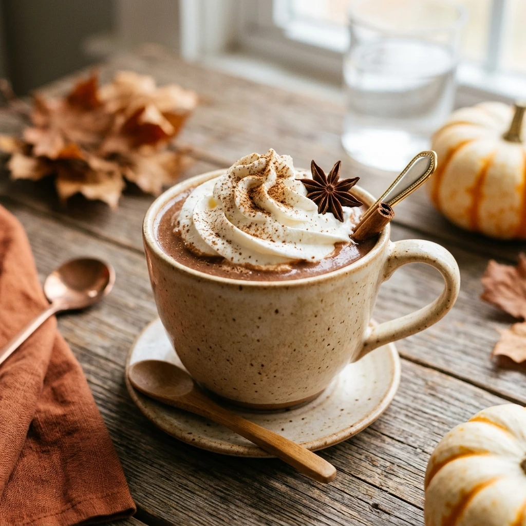 Pumpkin Spice Hot Chocolate With Whipped Cream Fall Drinks