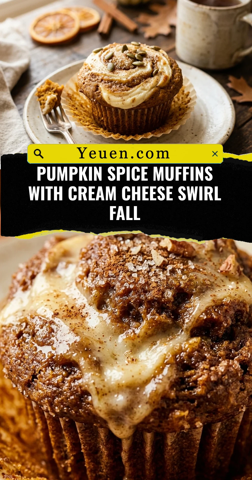 Pumpkin Spice Muffins With Cream Cheese Swirl Fall