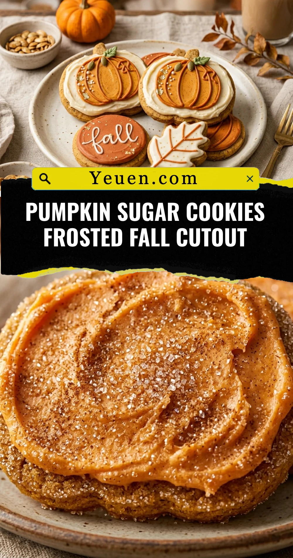 Pumpkin Sugar Cookies Frosted Fall Cutout