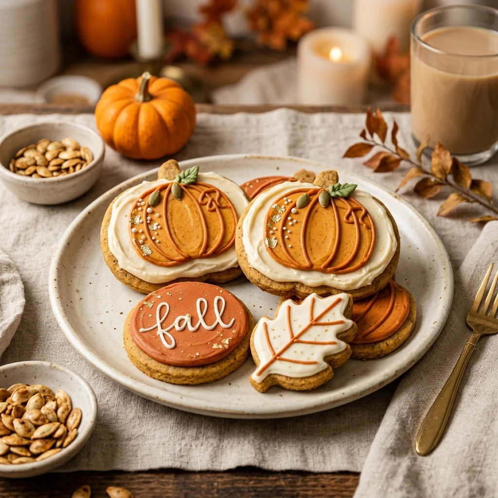 Pumpkin Sugar Cookies Frosted Fall Cutout
