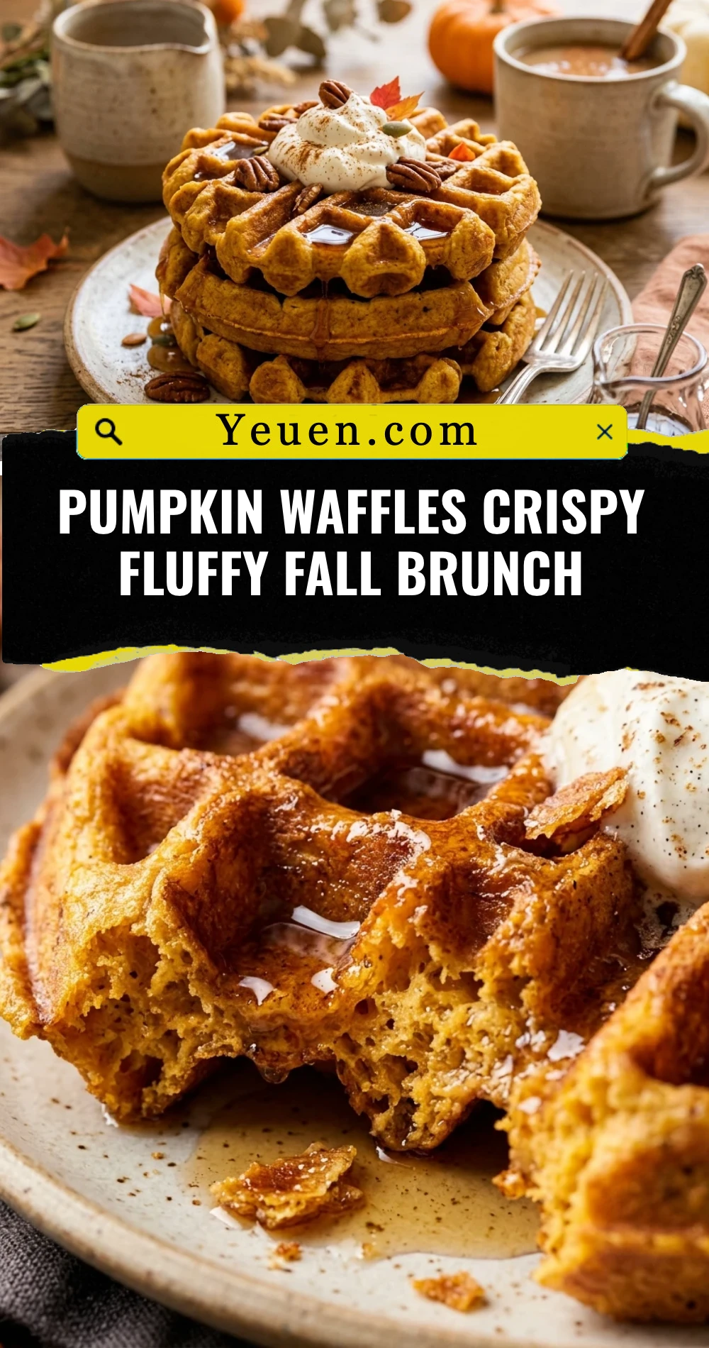 Pumpkin Waffles Crispy Fluffy Fall Brunch