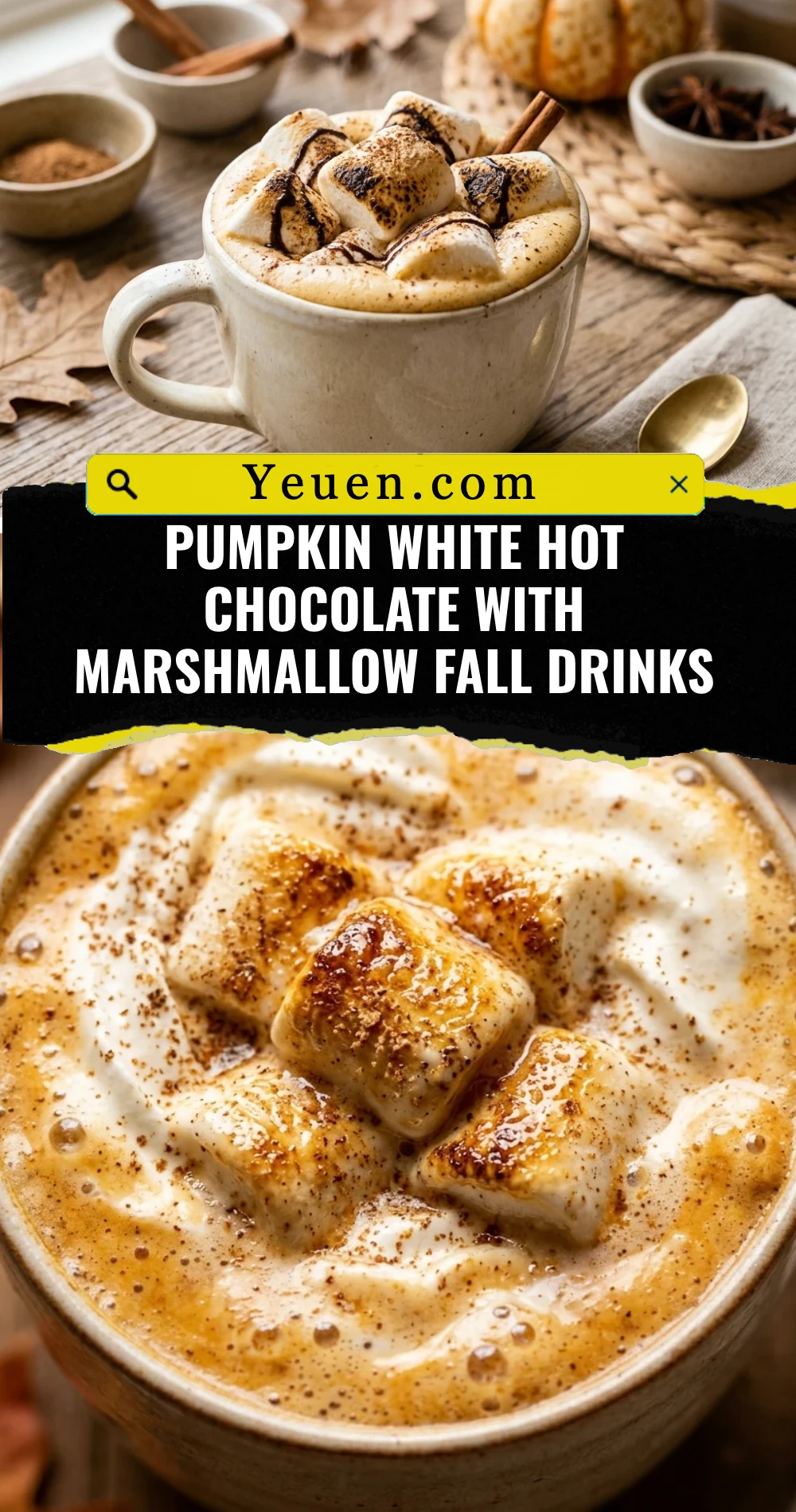Pumpkin White Hot Chocolate With Marshmallow Fall Drinks