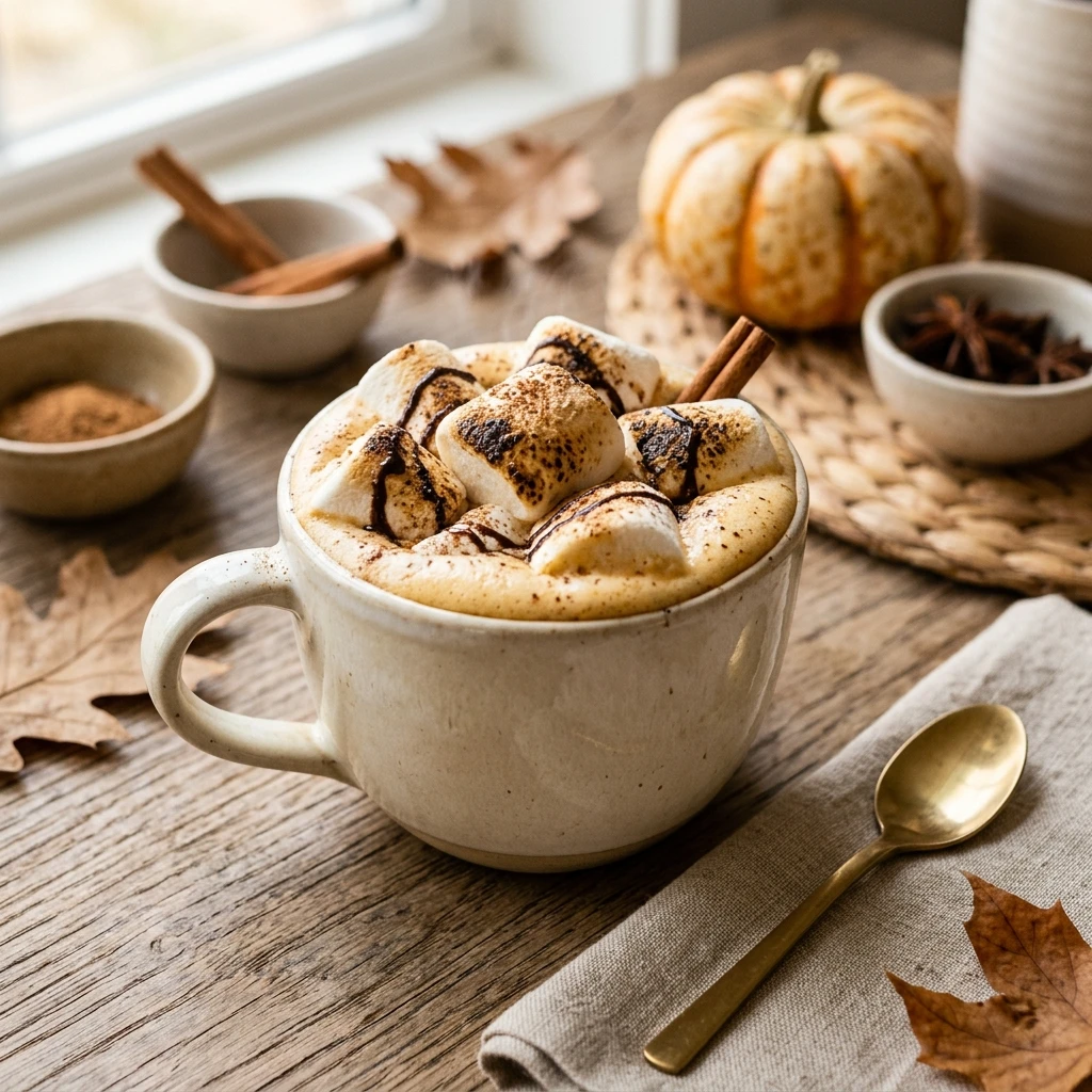Pumpkin White Hot Chocolate With Marshmallow Fall Drinks