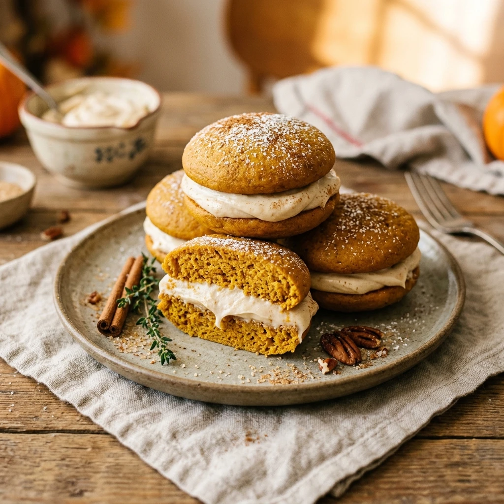 Pumpkin Whoopie Pies Creamy Filling Fall Dessert