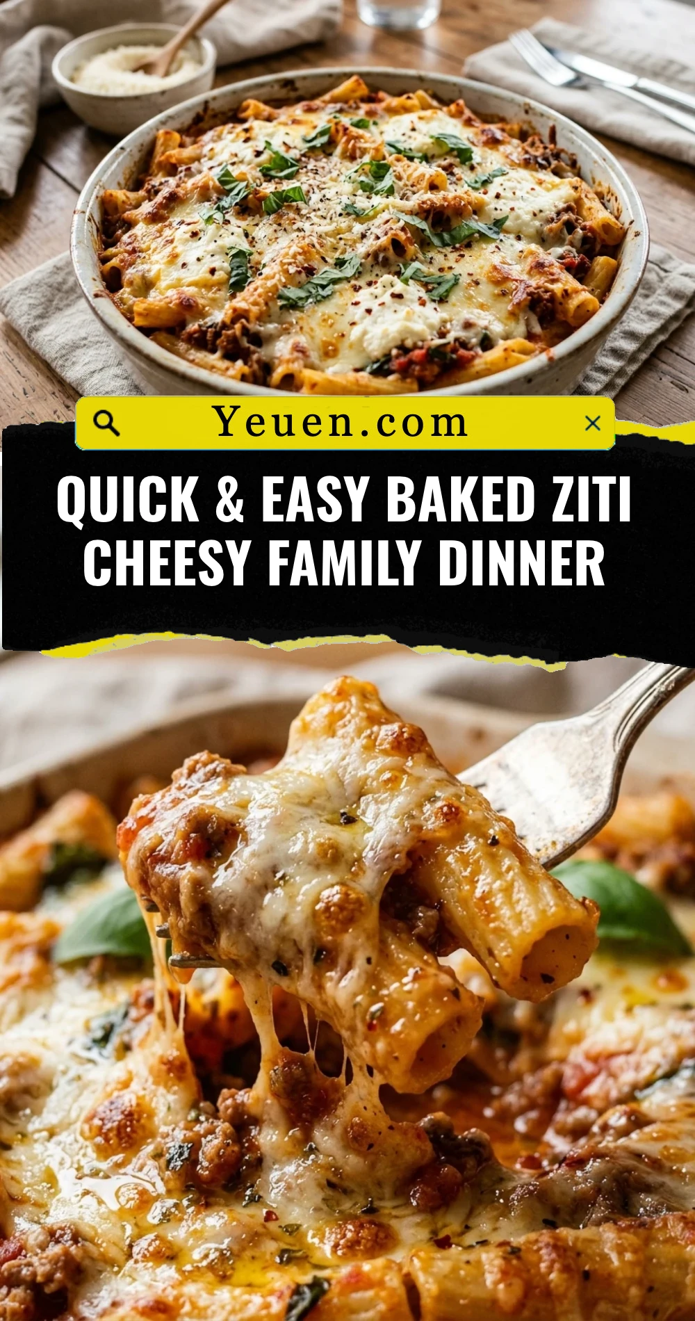 Quick & Easy Baked Ziti Cheesy Family Dinner