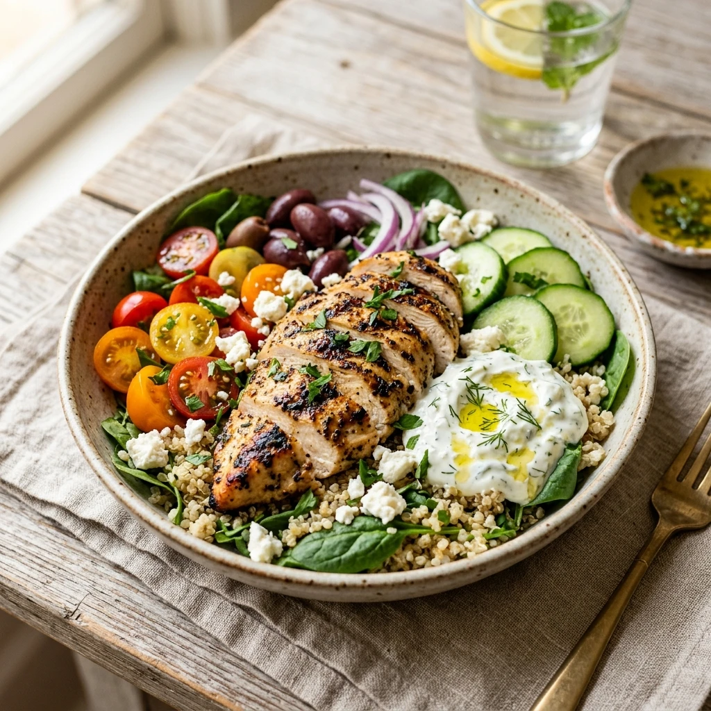 Quick & Easy Greek Chicken Bowls Healthy 20 Min