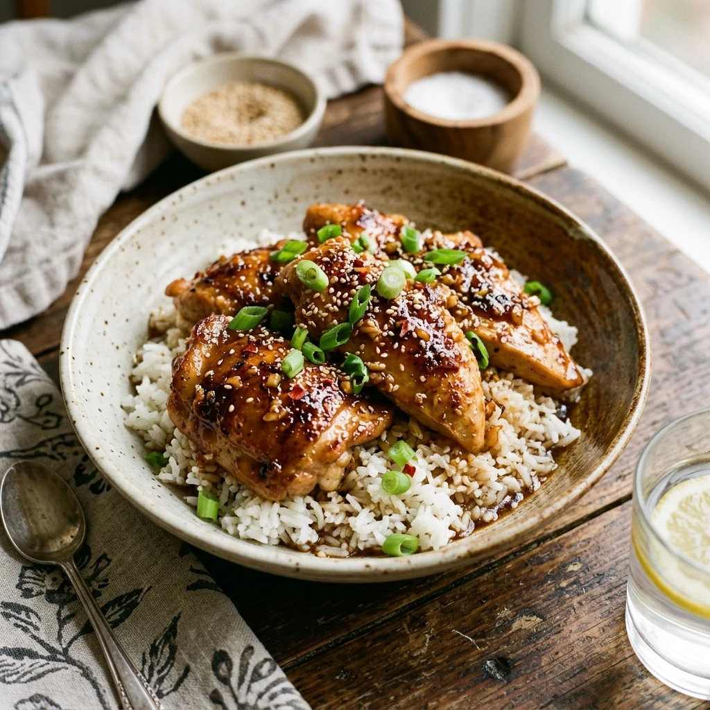 Quick & Easy Honey Garlic Chicken And Rice 20 Min