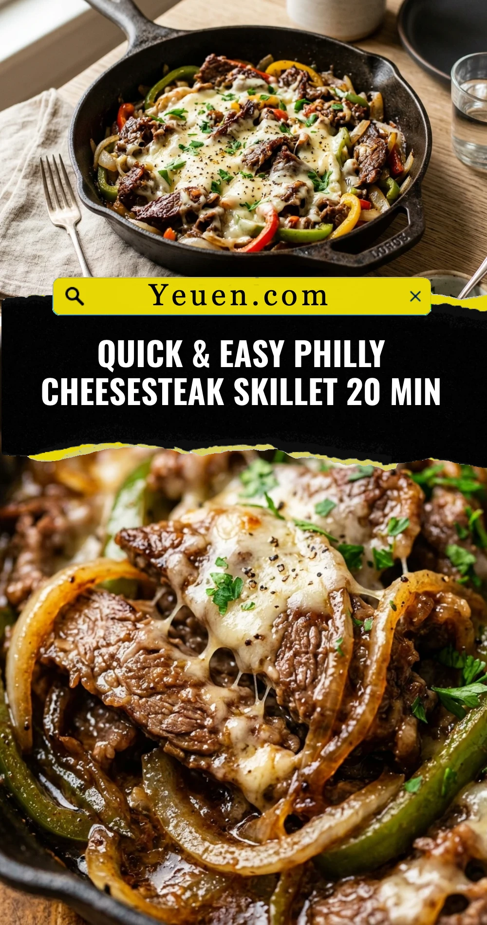 Quick & Easy Philly Cheesesteak Skillet 20 Min
