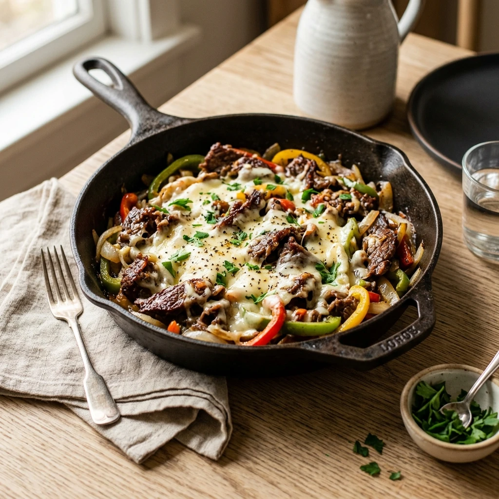 Quick & Easy Philly Cheesesteak Skillet 20 Min