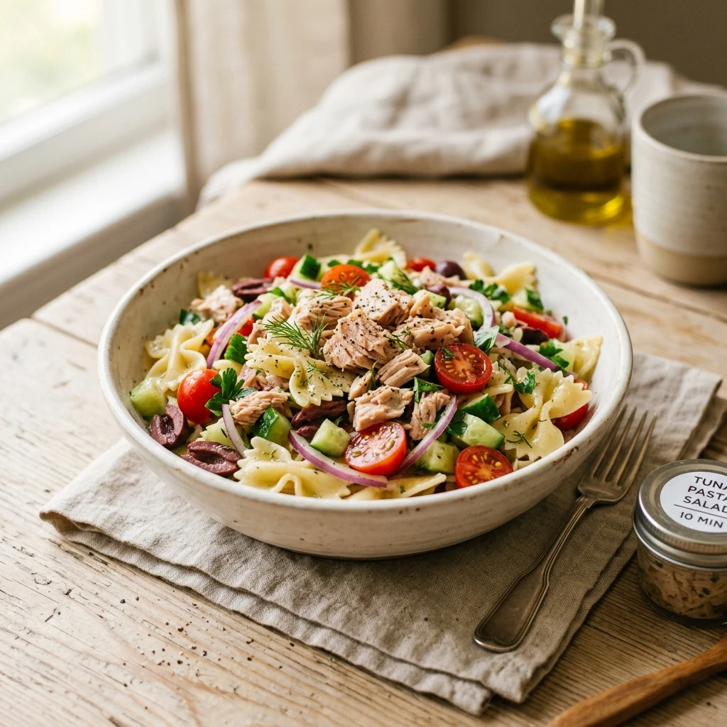 Quick & Easy Tuna Pasta Salad Meal Prep 10 Min