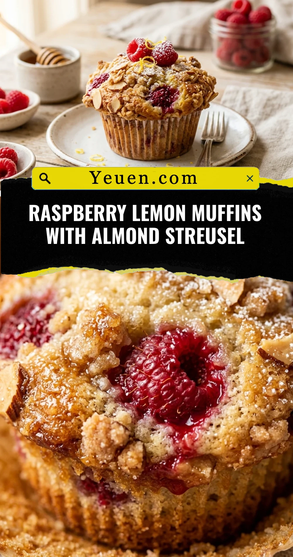 Raspberry Lemon Muffins With Almond Streusel