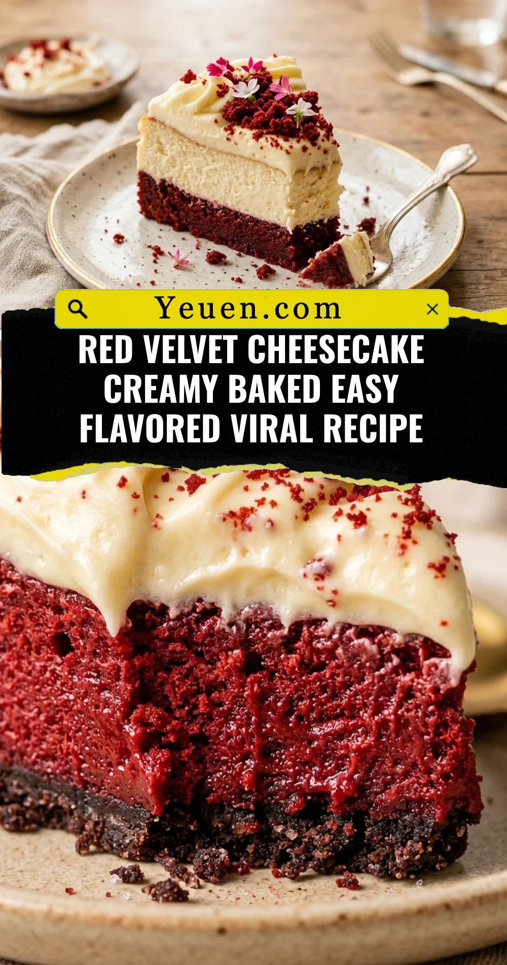 Red Velvet Cheesecake Creamy Baked Easy Flavored Viral Recipe