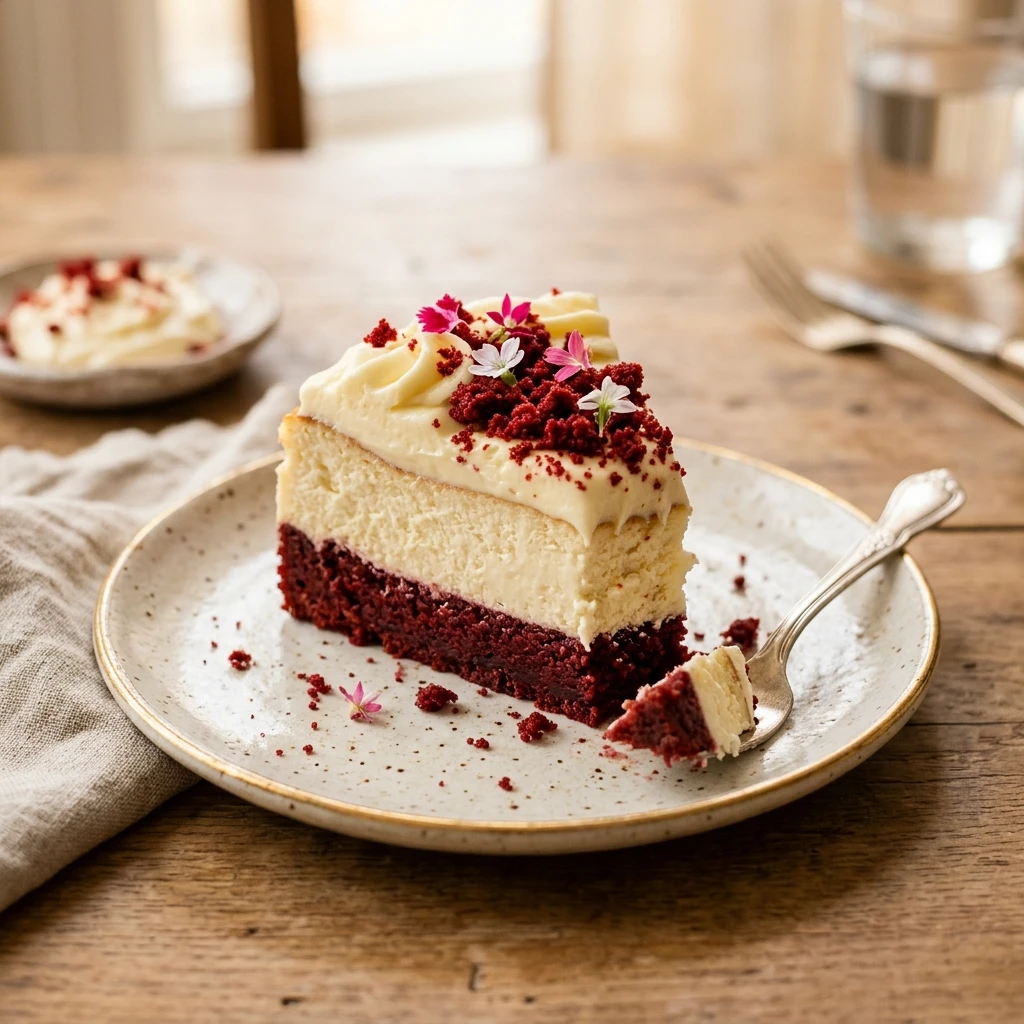 Red Velvet Cheesecake Creamy Baked Easy Flavored Viral Recipe