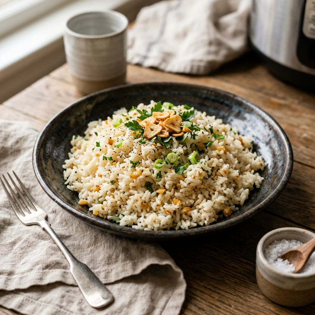 Rice Cooker Garlic Rice Hack Easy One Pot Fluffy Family