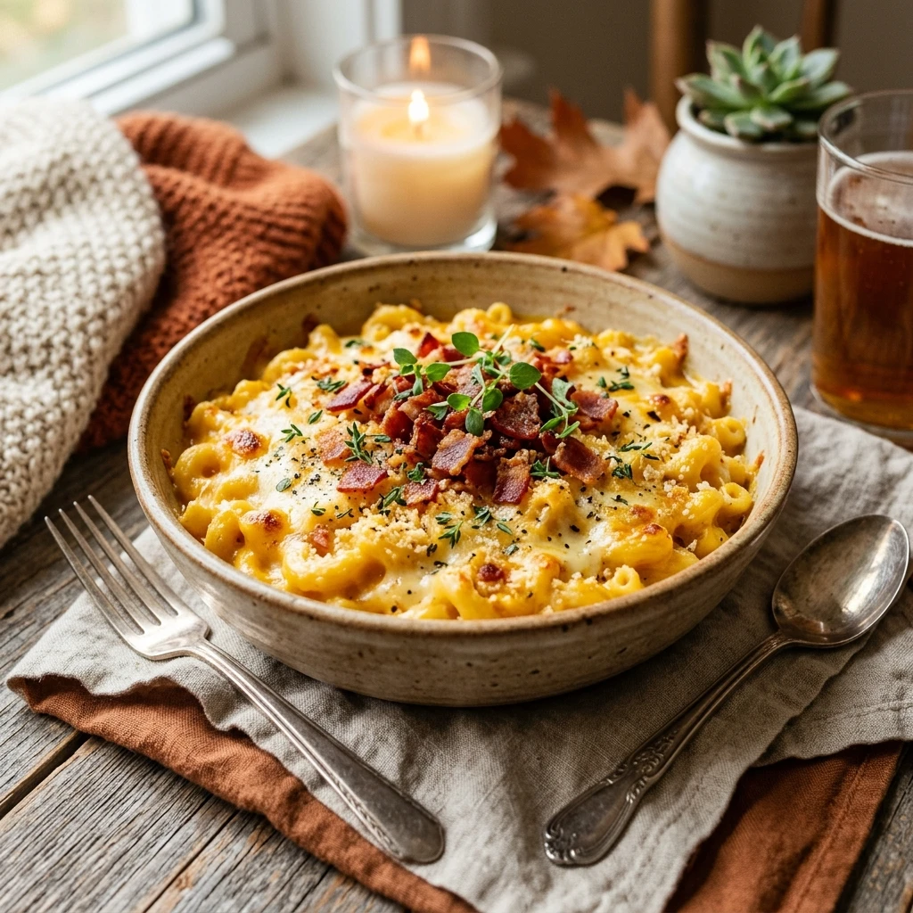 Savory Pumpkin Mac And Cheese With Bacon Cozy Fall