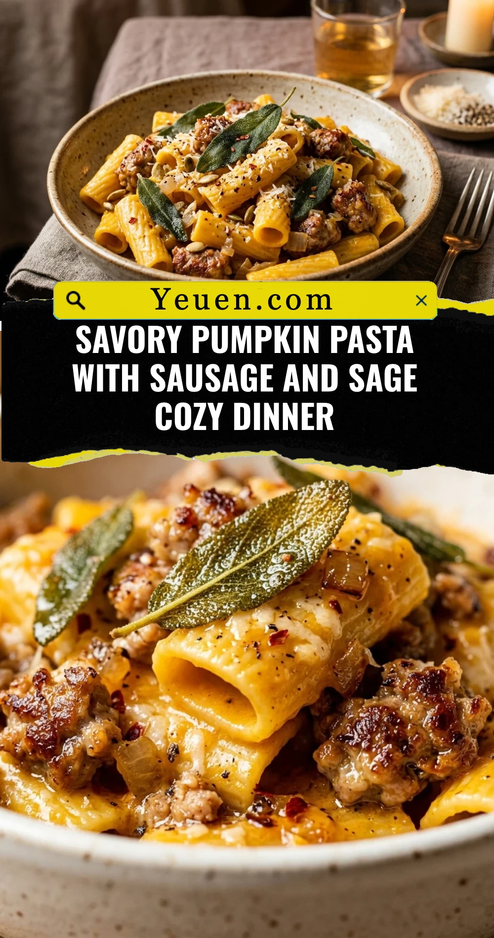 Savory Pumpkin Pasta With Sausage And Sage Cozy Dinner
