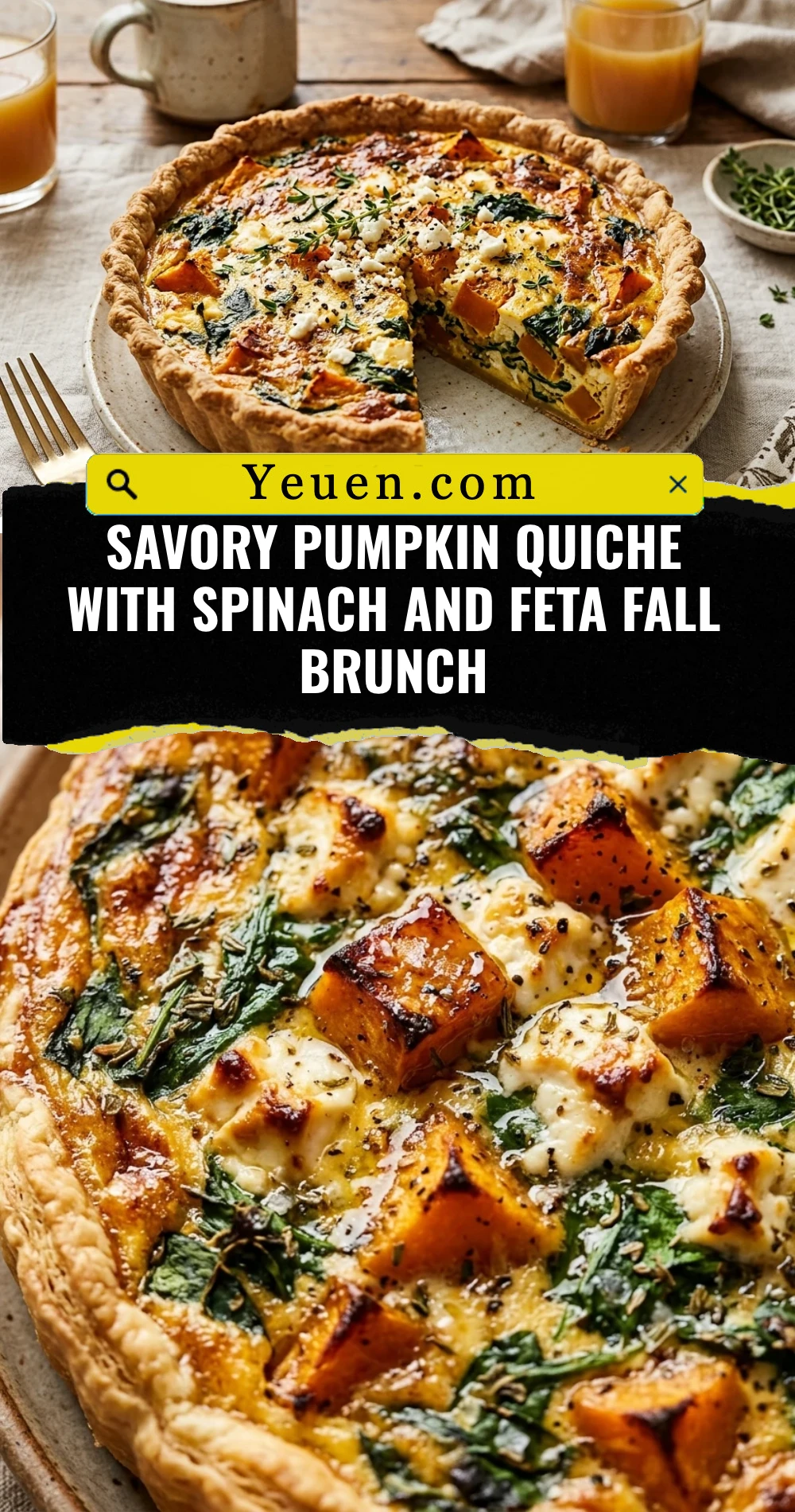 Savory Pumpkin Quiche With Spinach And Feta Fall Brunch