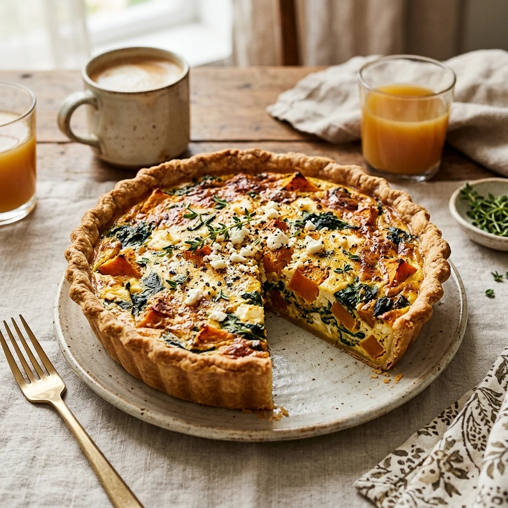 Savory Pumpkin Quiche With Spinach And Feta Fall Brunch