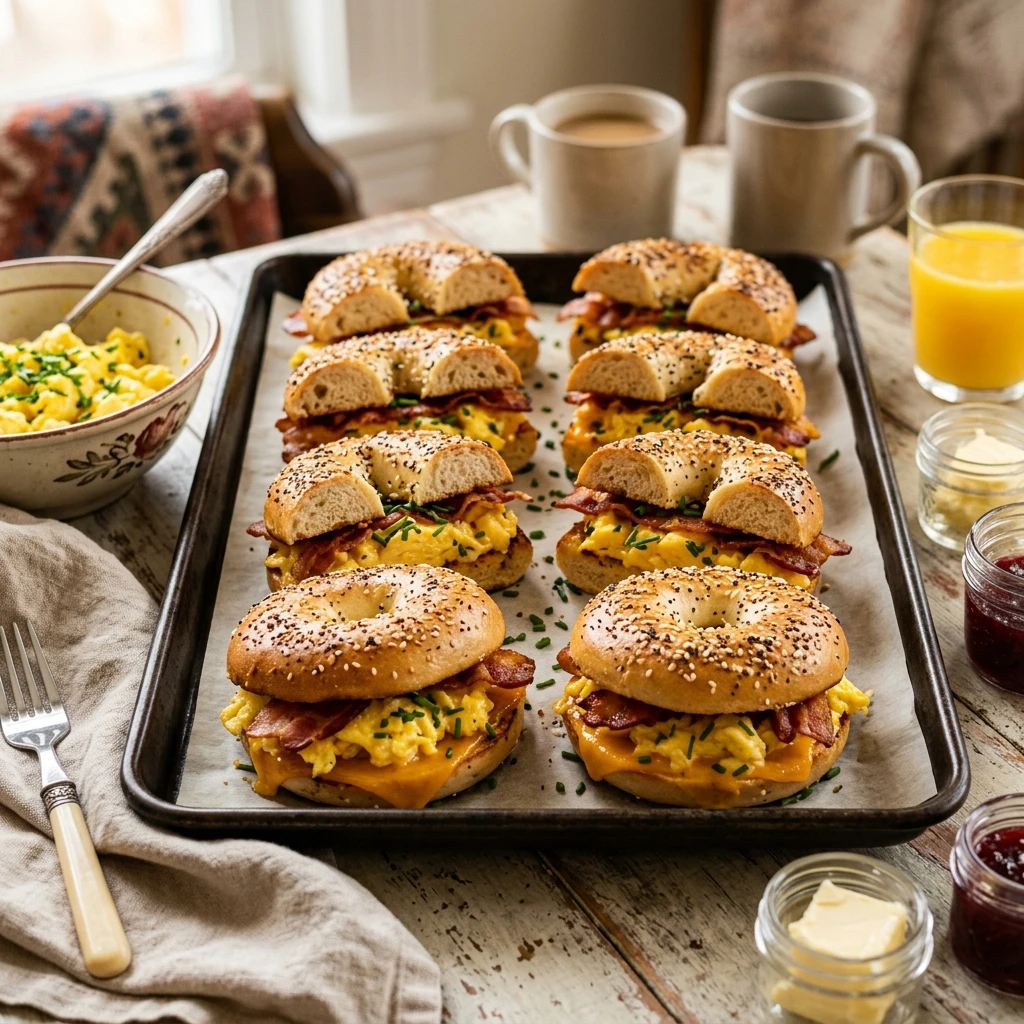 Sheet Pan Bagel Sandwiches Easy Brunch Feed A Crowd