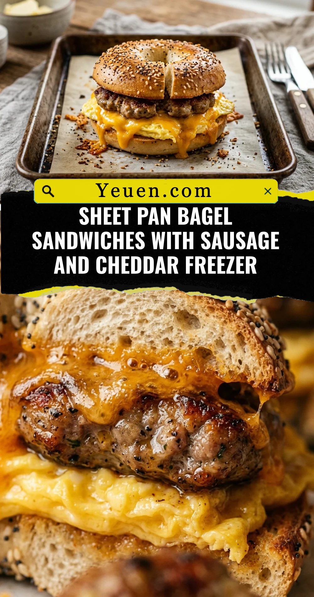 Sheet Pan Bagel Sandwiches With Sausage And Cheddar Freezer