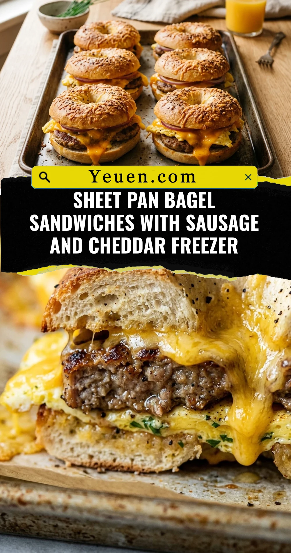Sheet Pan Bagel Sandwiches With Sausage And Cheddar Freezer