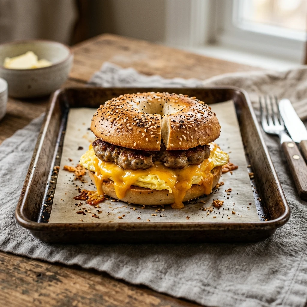 Sheet Pan Bagel Sandwiches With Sausage And Cheddar Freezer
