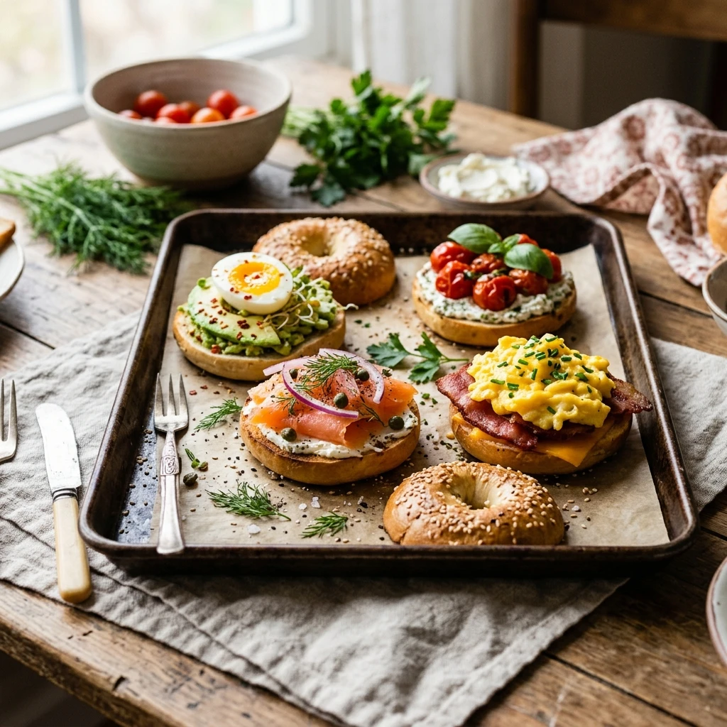 Sheet Pan Bagels Breakfast Easy Brunch Feed A Crowd