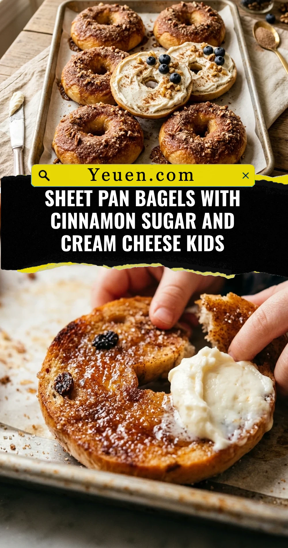 Sheet Pan Bagels With Cinnamon Sugar And Cream Cheese Kids