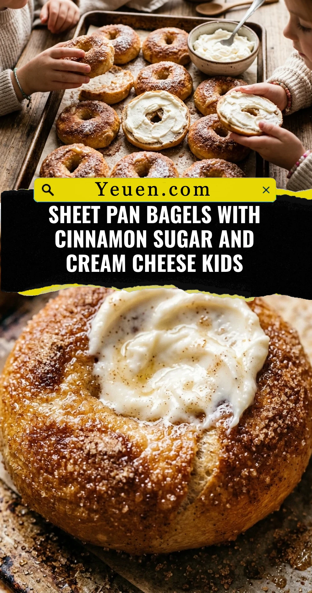 Sheet Pan Bagels With Cinnamon Sugar And Cream Cheese Kids
