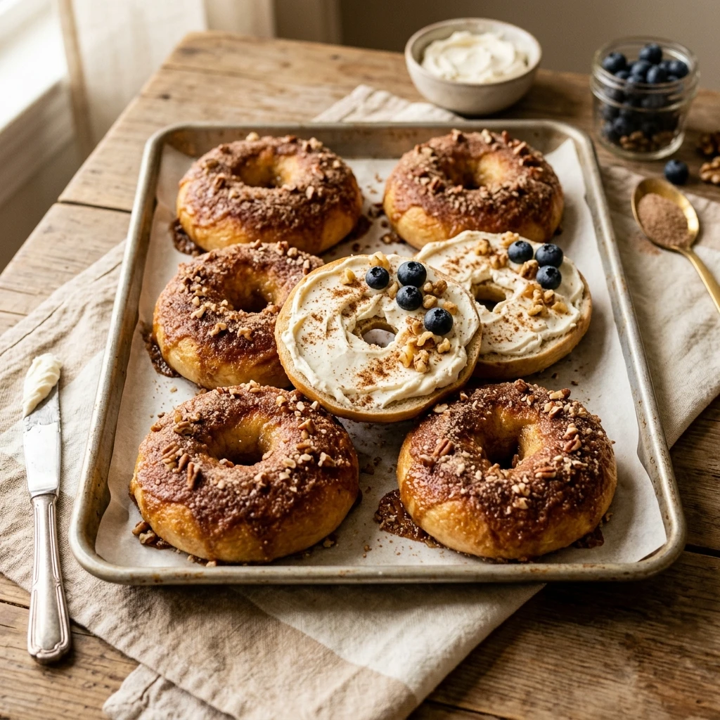 Sheet Pan Bagels With Cinnamon Sugar And Cream Cheese Kids