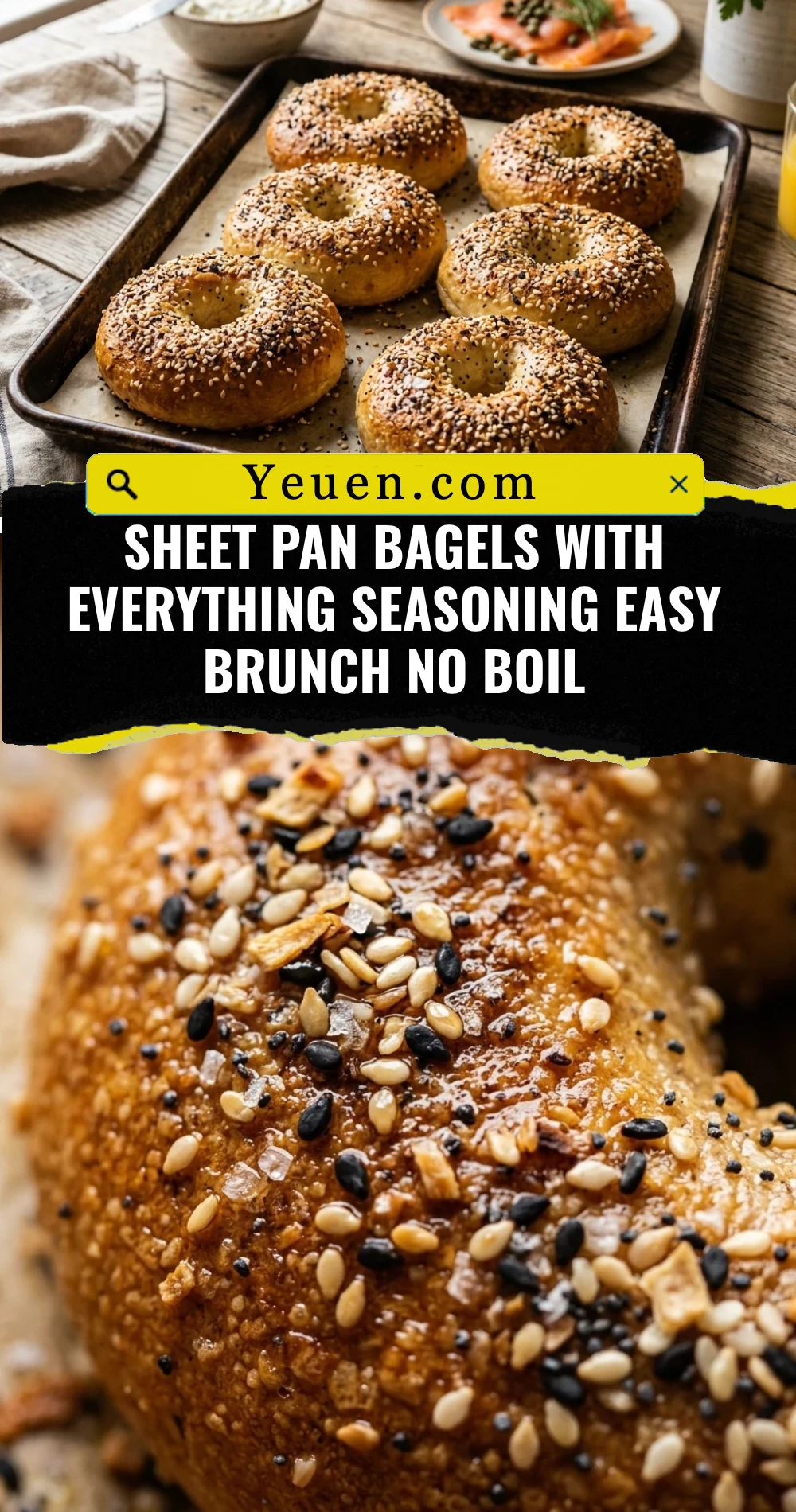 Sheet Pan Bagels With Everything Seasoning Easy Brunch No Boil